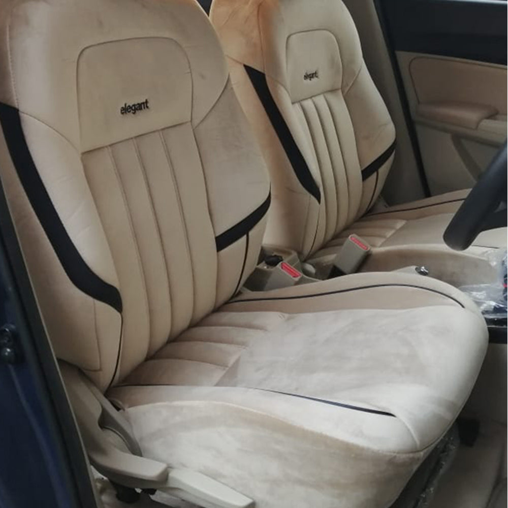 King Velvet Fabric Car Seat Cover For Kia Carnival - Beige | Elegant Auto Retail