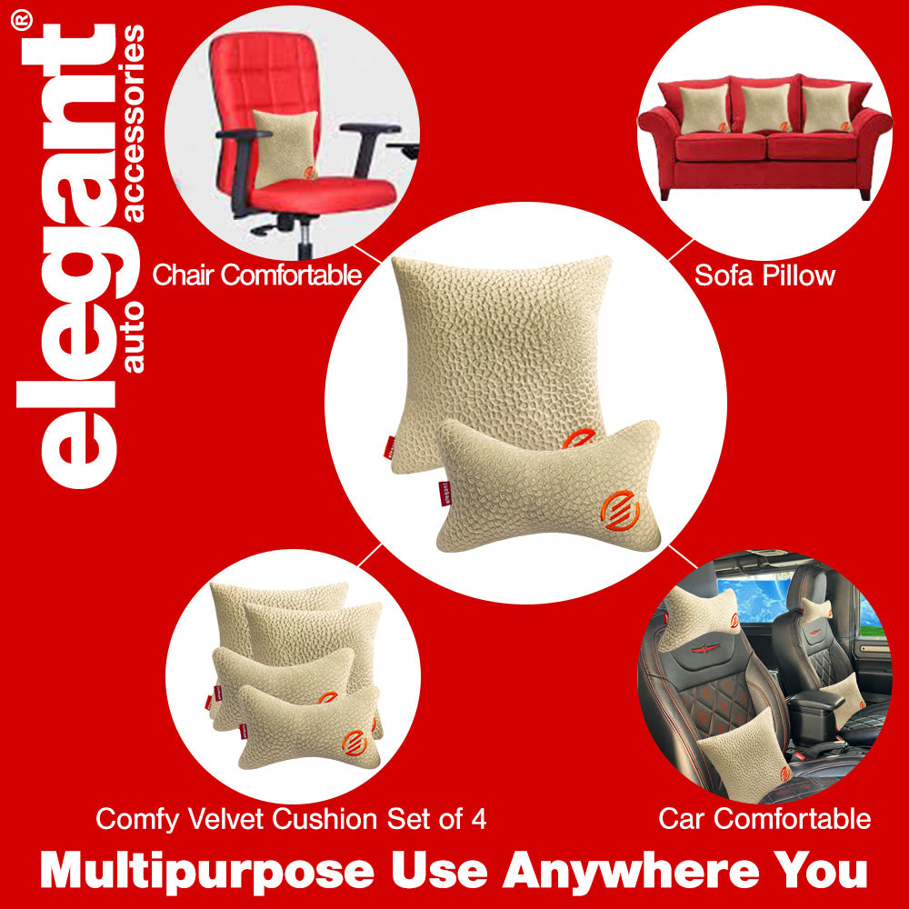 Elegant Comfy Velvet Cushion & Neck Rest Car Pillow CU12