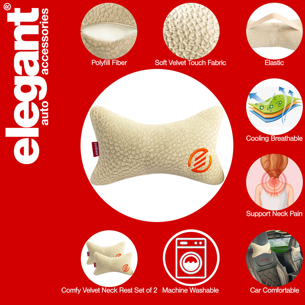 Elegant Comfy Velvet Cushion & Neck Rest Car Pillow CU12
