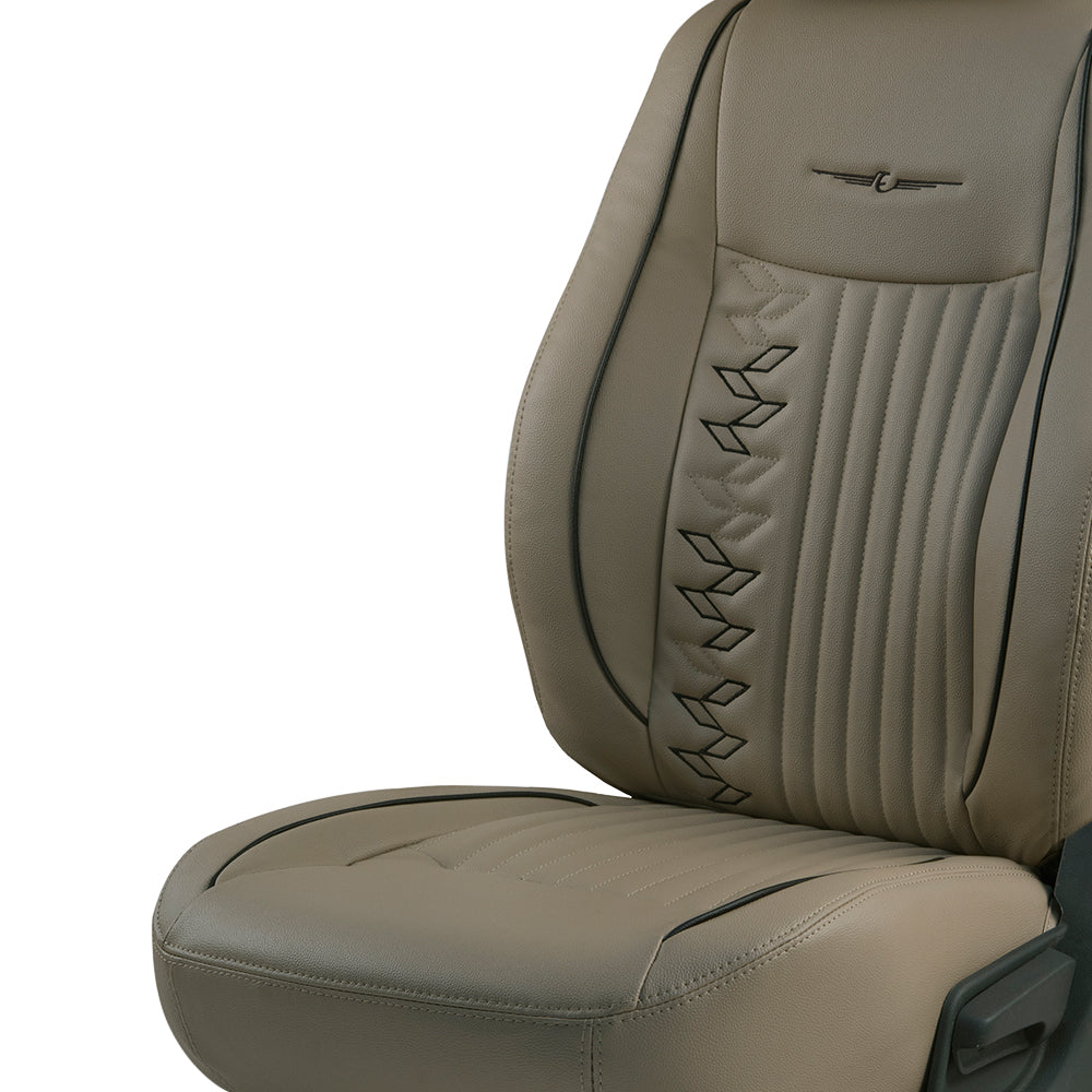 Vogue Knight Art Leather Car Seat Cover For Hyundai I20 Car Closeup image (Black - Beige)