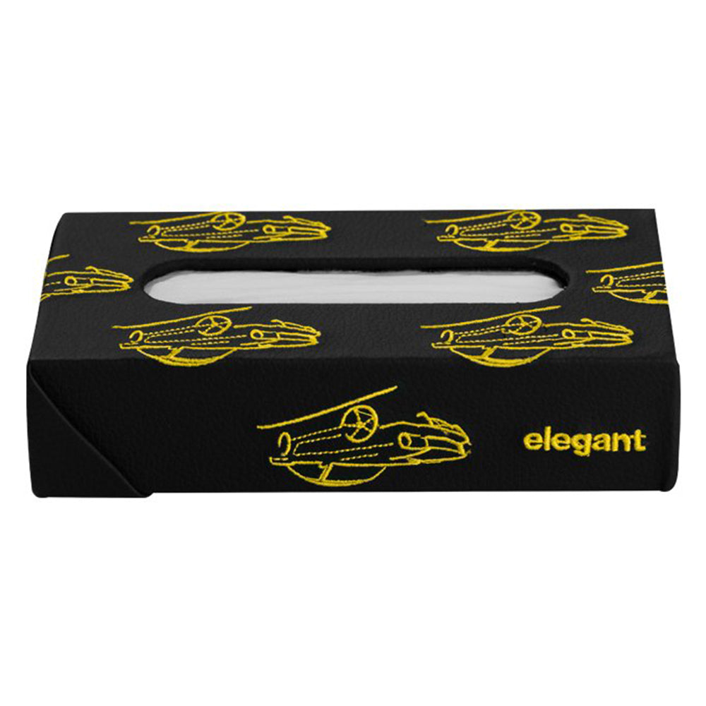 Nappa Leather Vintage 2 Tissue Box Black and Yellow | Elegant Auto Retail