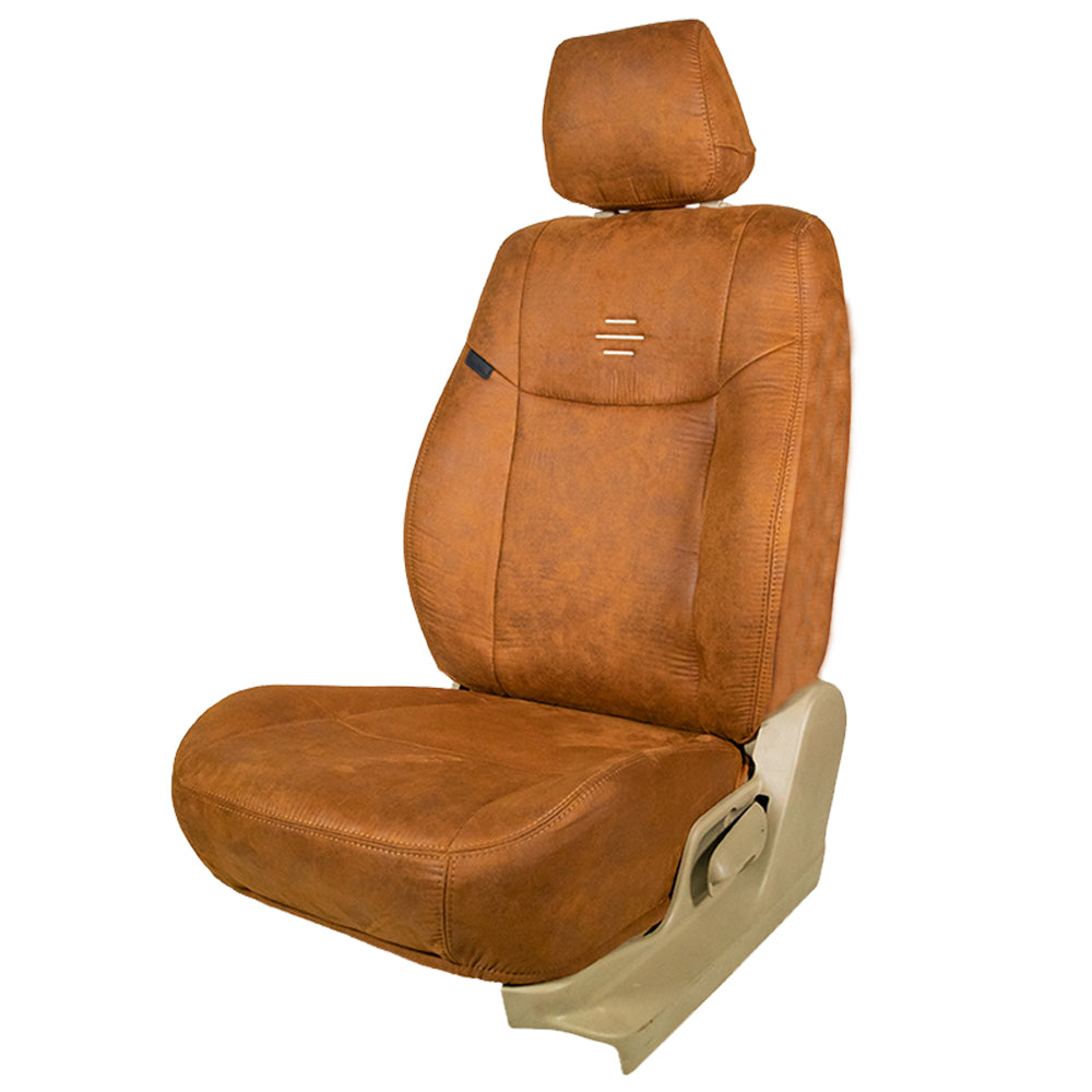 Nubuck Patina Leather Feel Fabric Car Seat Cover For Hyundai Alcazar - Tan | Elegant Auto Retail