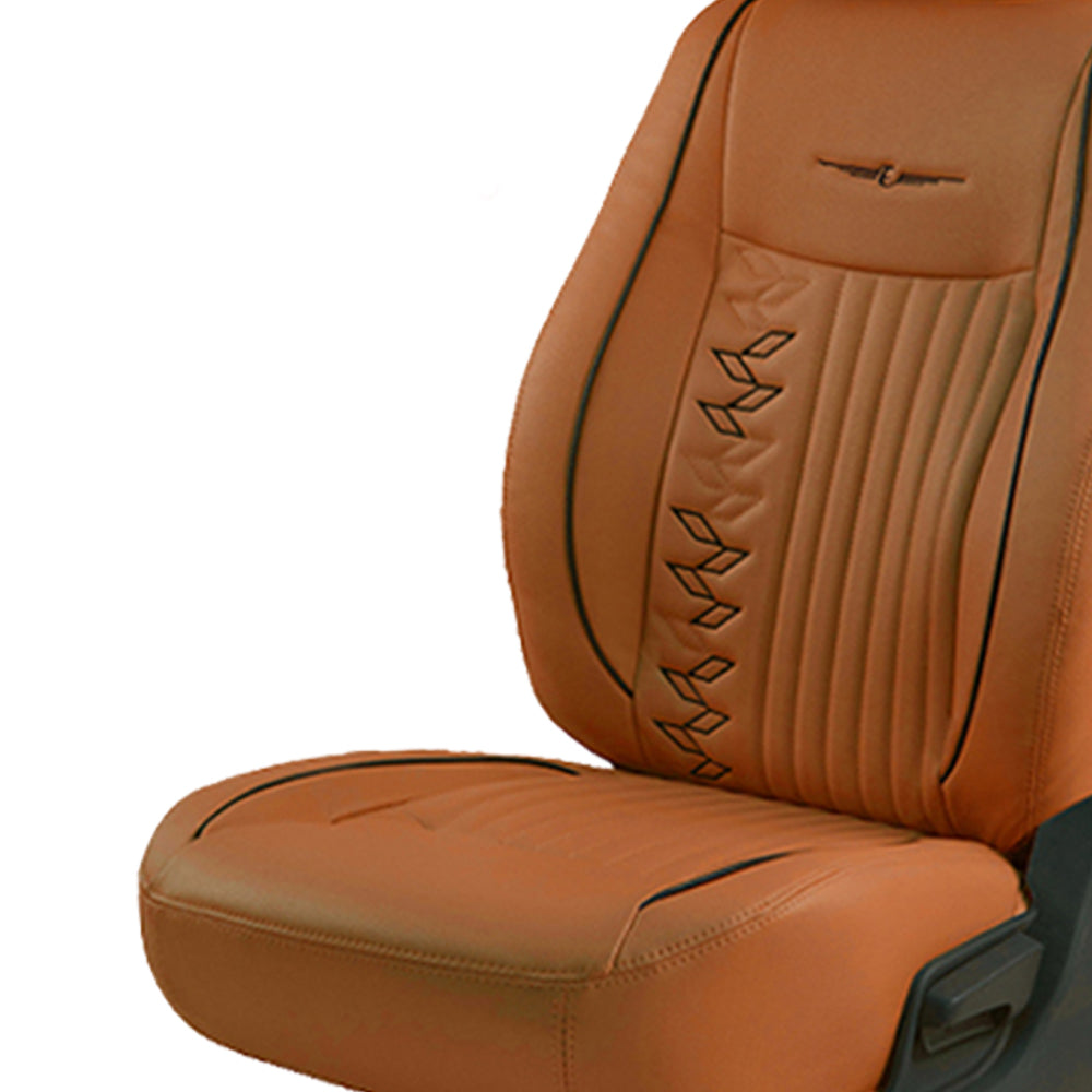 Vogue Knight Art Leather Car Seat Cover For Hyundai I20 Closeup Image (Orange)