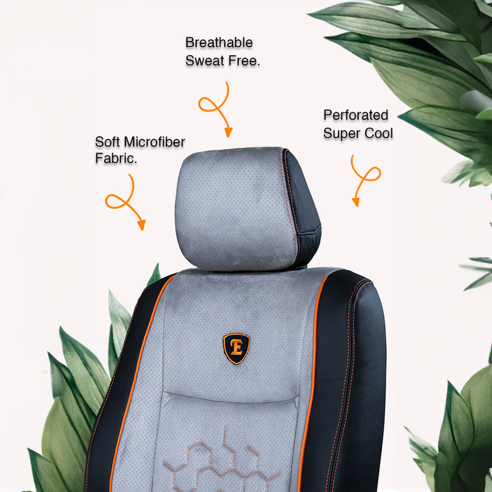 Icee Duo Perforated Fabric Car Seat Cover For Jeep Wrangler Rubicon - Black Grey Orange | Elegant Auto Retail
