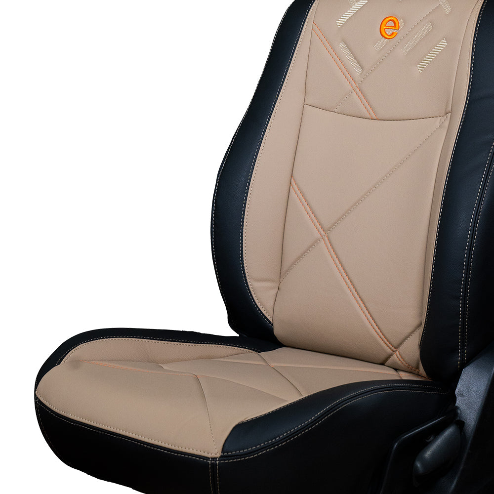 Victor Duo Art Leather Car Seat Cover For Toyota Taisor | in Beige Black | Elegant Auto Retail