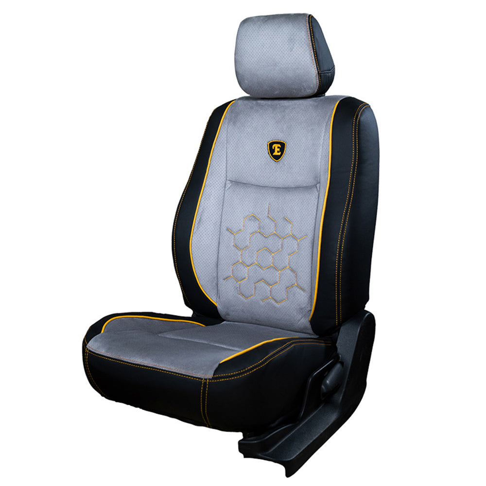 Icee Duo Perforated Fabric Car Seat Cover For Jeep Wrangler Rubicon - Black Grey Yellow | Elegant Auto Retail