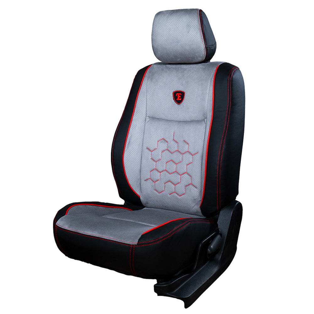 Icee Duo Perforated Fabric Car Seat Cover For Jeep Wrangler Rubicon - Black Grey Red | Elegant Auto Retail