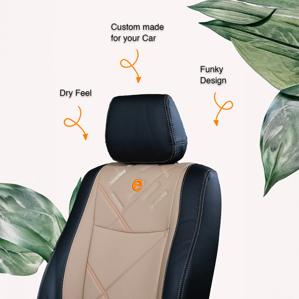 Victor Duo Art Leather Car Seat Cover For Toyota Taisor | in Beige Black | Elegant Auto Retail