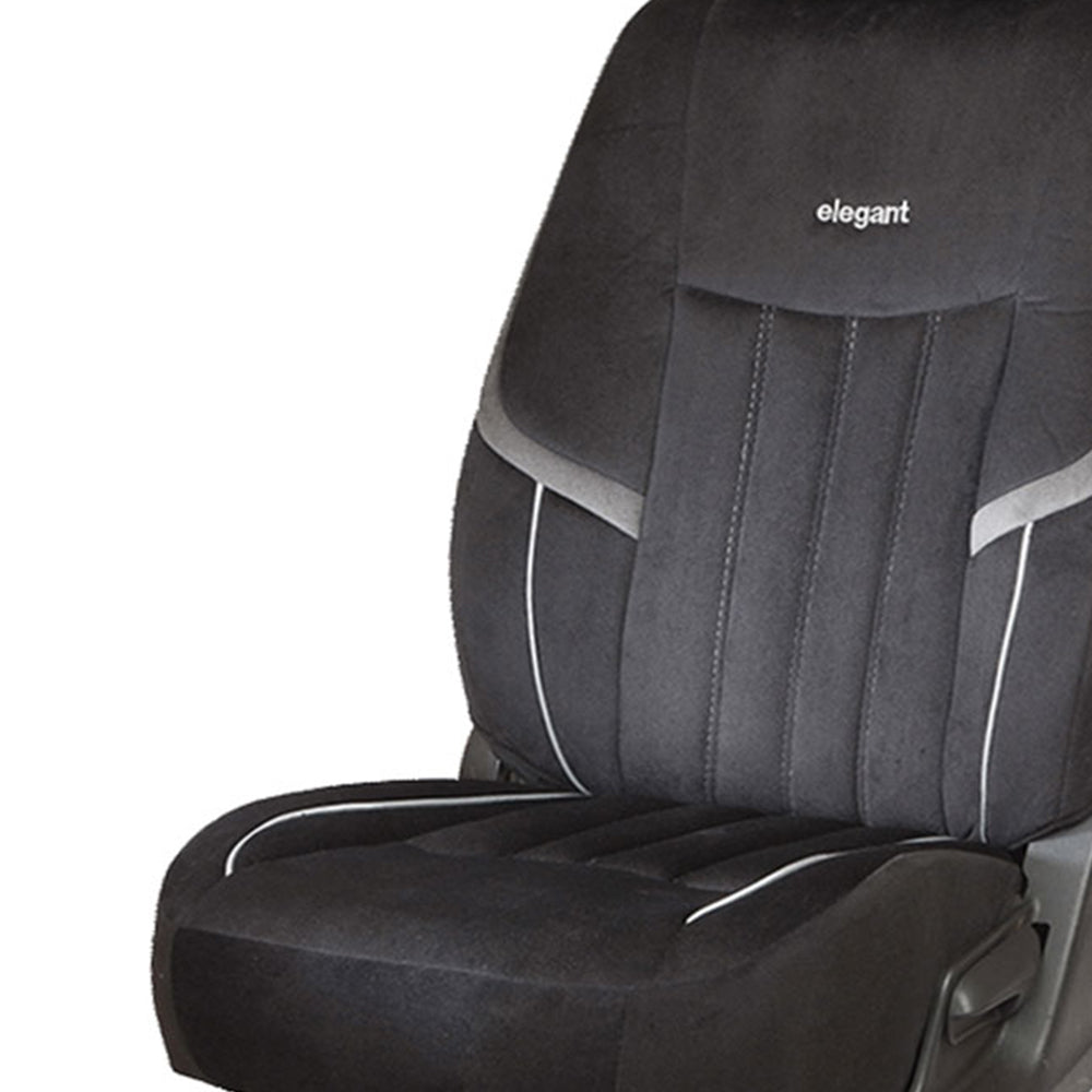 King Bucket Fit Velvet Fabric Car Seat Cover For Maruti Brezza ( In Black ) Elegant Auto Retail