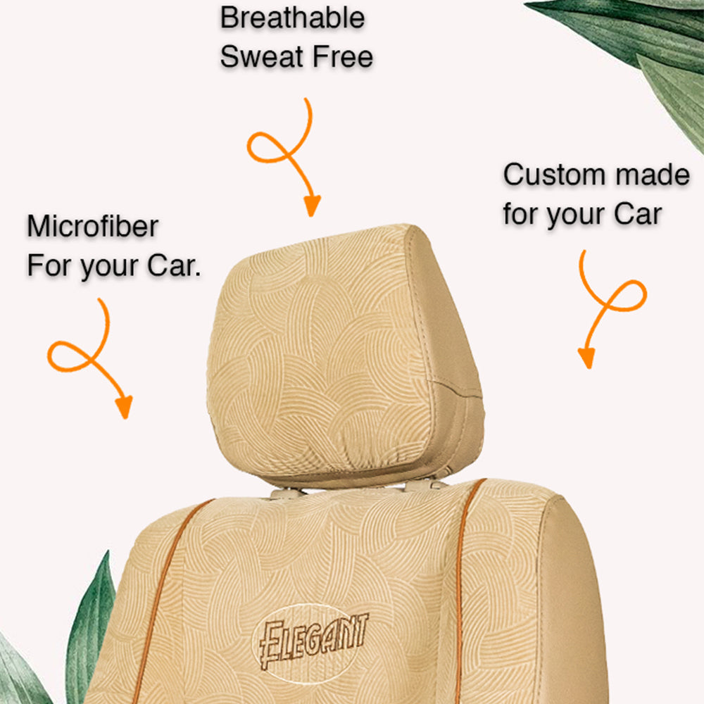 Waves Bucket Fit Fabric Car Seat Cover For Toyota Hycross with Free Set of 4 Comfy Cushion & Neck Rest