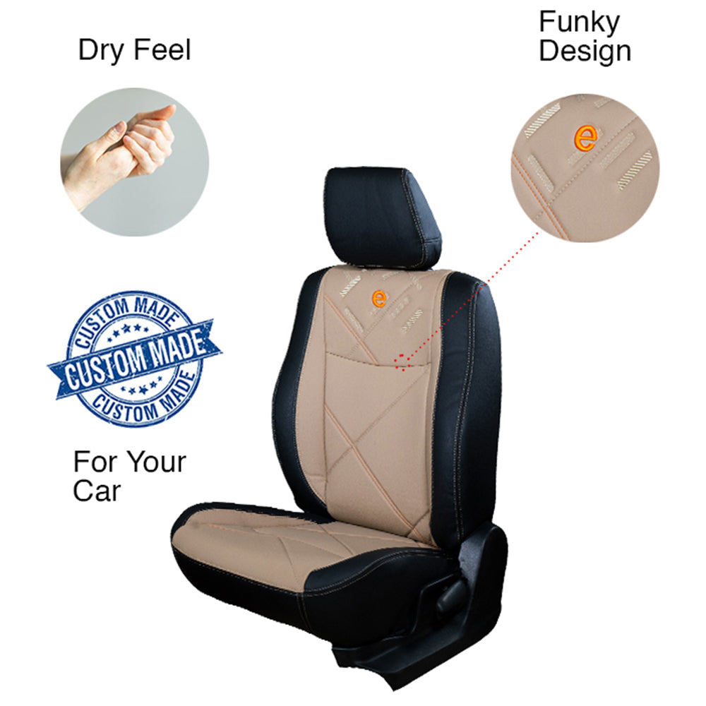 Victor Duo Art Leather Car Seat Cover For Toyota Taisor | in Beige Black | Elegant Auto Retail