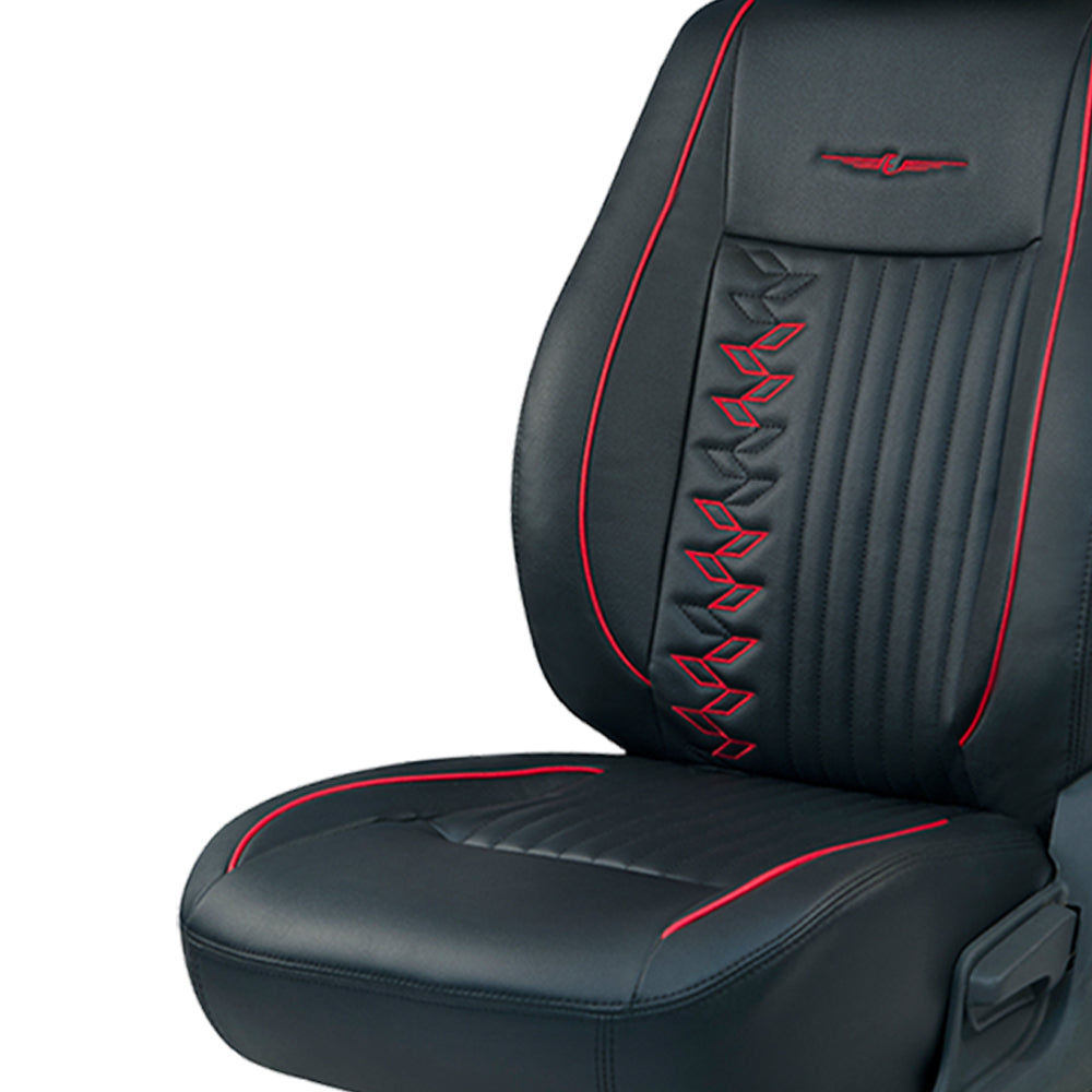 Vogue Knight Art Leather Car Seat Cover For Toyota Etios - Black Red | Elegant Auto Retail