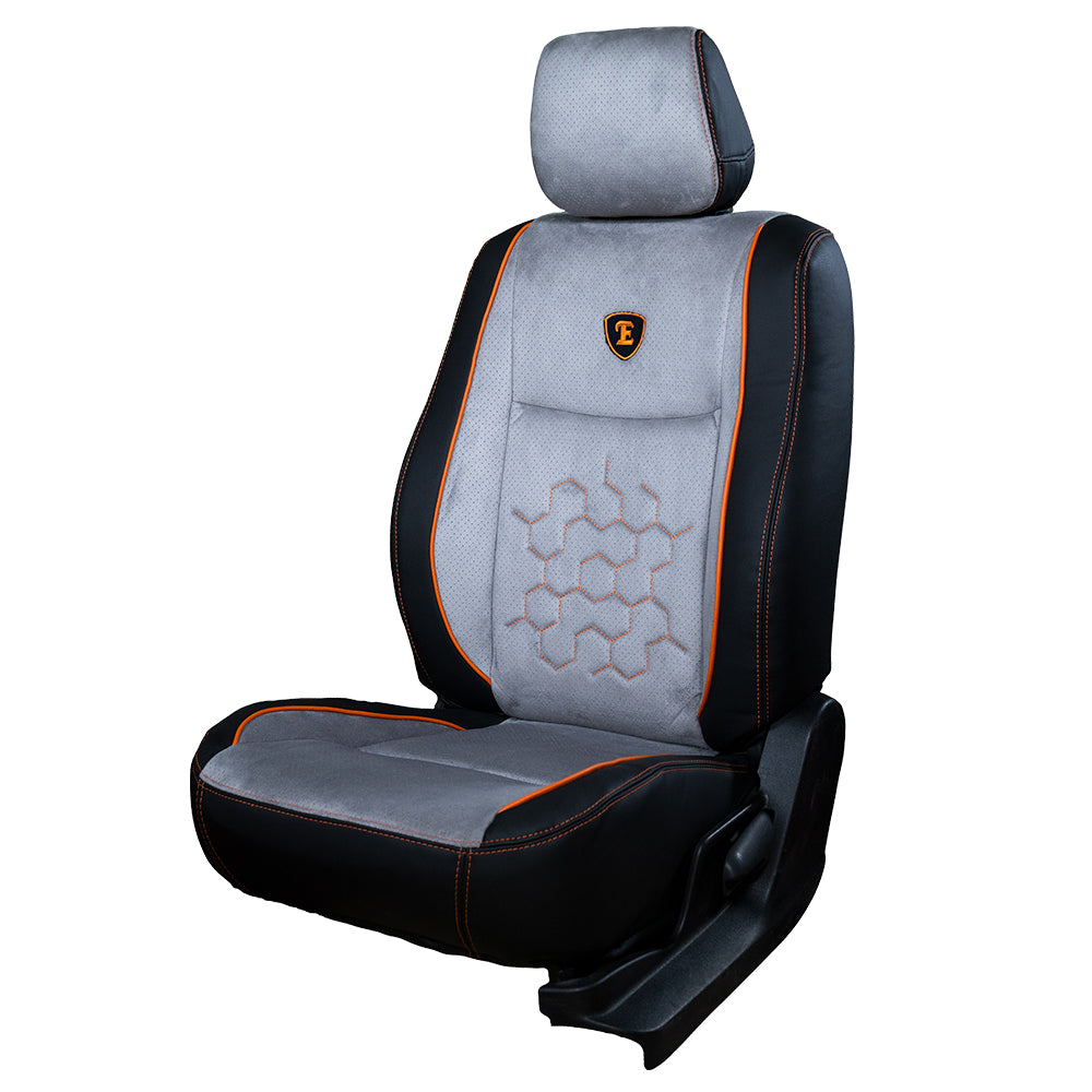 Icee Duo Perforated Fabric Car Seat Cover For Jeep Wrangler Rubicon - Black Grey Orange | Elegant Auto Retail