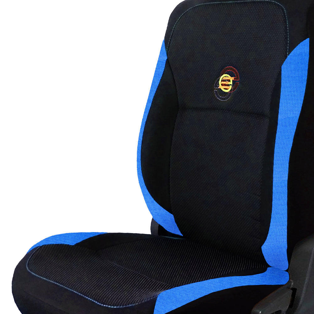 F1 Fabric Car Seat Cover | in Black and Blue Colour | Elegant Auto Retail