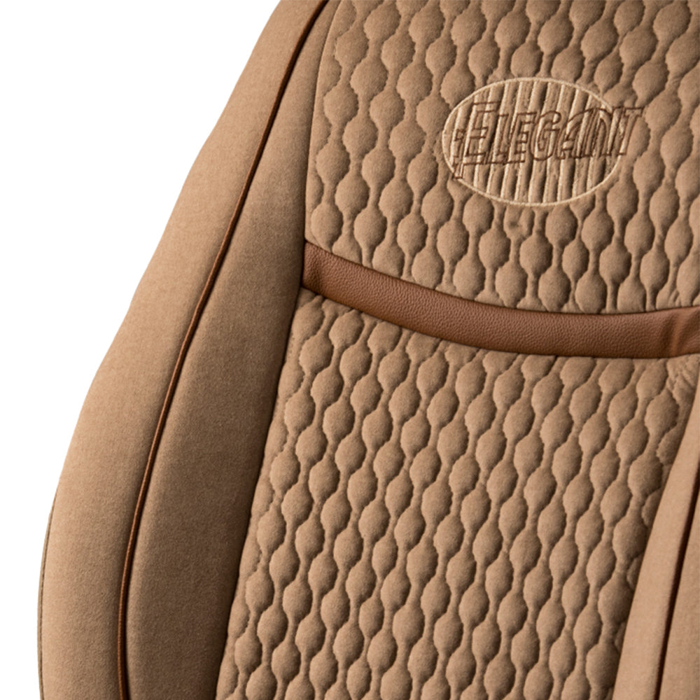 Denim Retro Velvet Fabric Car Seat Cover For Hyundai Alcazar - Beige | Elegant Auto Retail