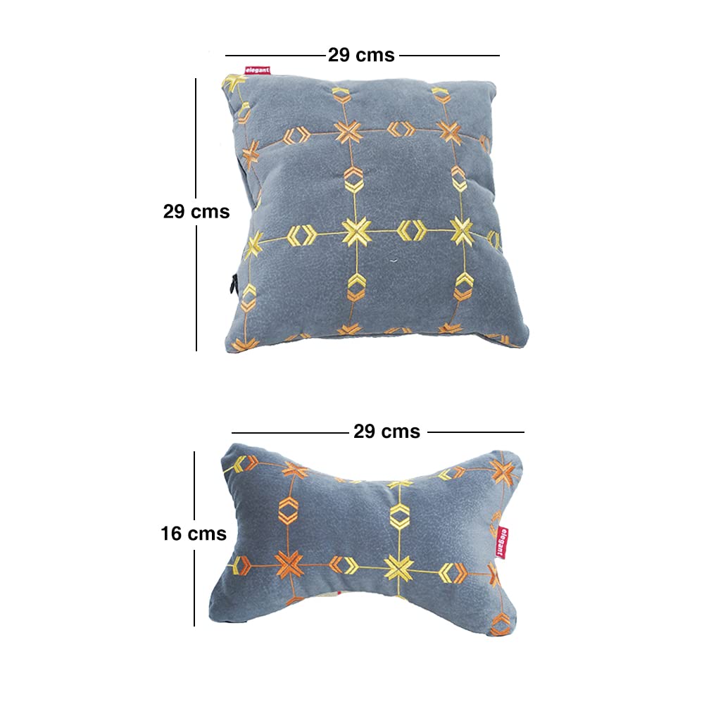 Elegant Car Comfy Pillow And Neck Rest Square Set of 4 Design CU10 | Elegant Auto Retail