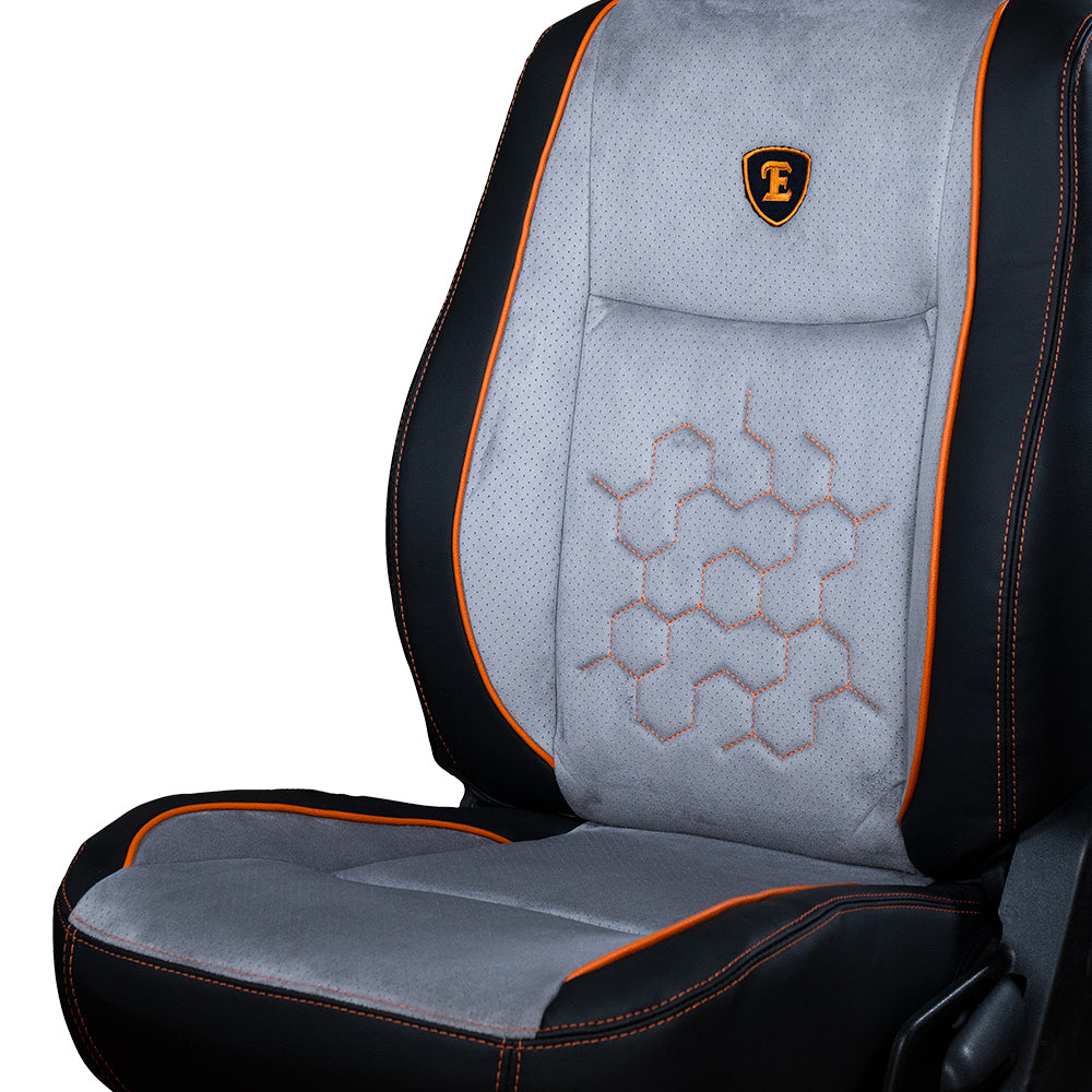 Icee Duo Perforated Fabric Car Seat Cover For Jeep Wrangler Rubicon - Black Grey Orange | Elegant Auto Retail