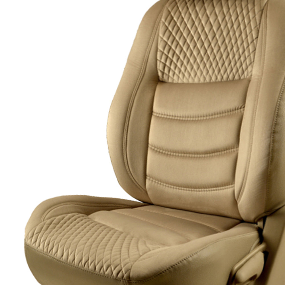 Veloba Crescent Velvet Fabric Car Seat Cover For Mahindra BE 6e - Beige | Elegant Auto Retail
