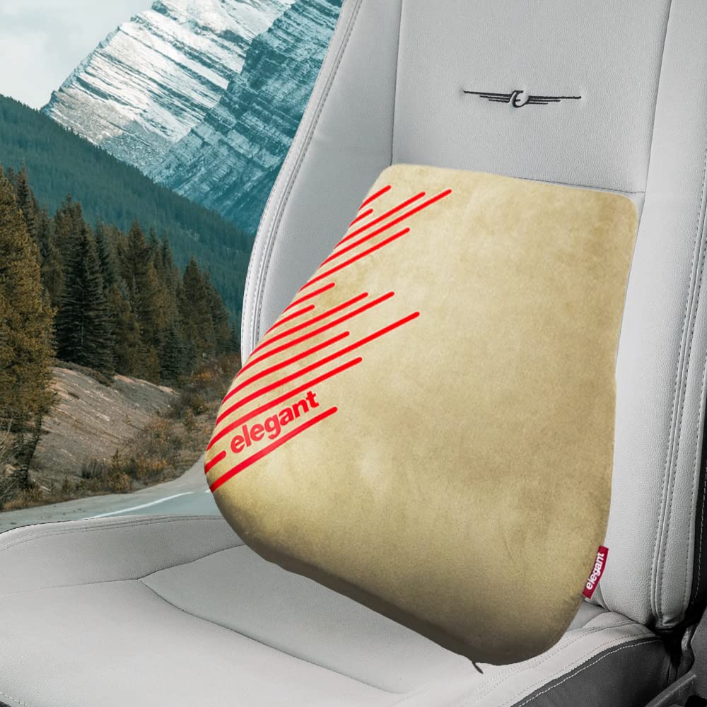 Elegant Cross Memory Foam Slim Back Rest Support Pillow Beige | Elegant Auto Retail