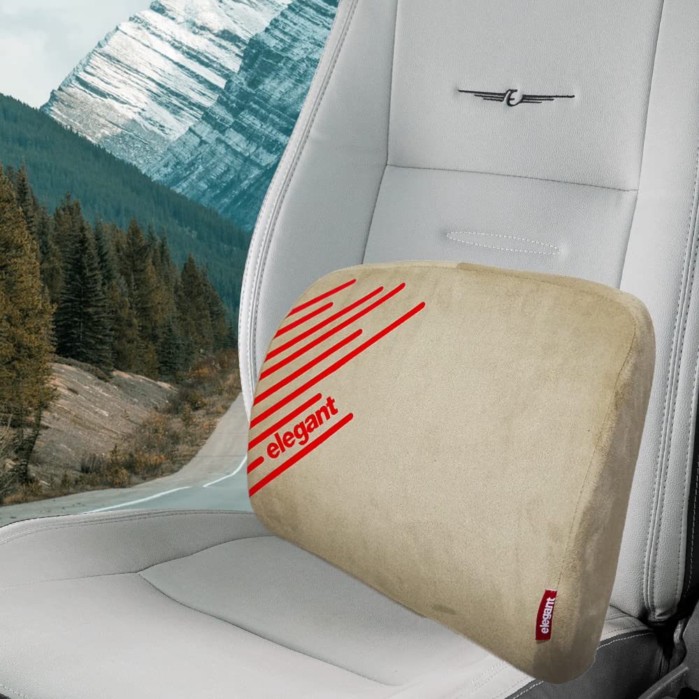 Elegant Cross Memory Foam Lumbar Support Back Rest Pillow Beige | Elegant Auto Retail