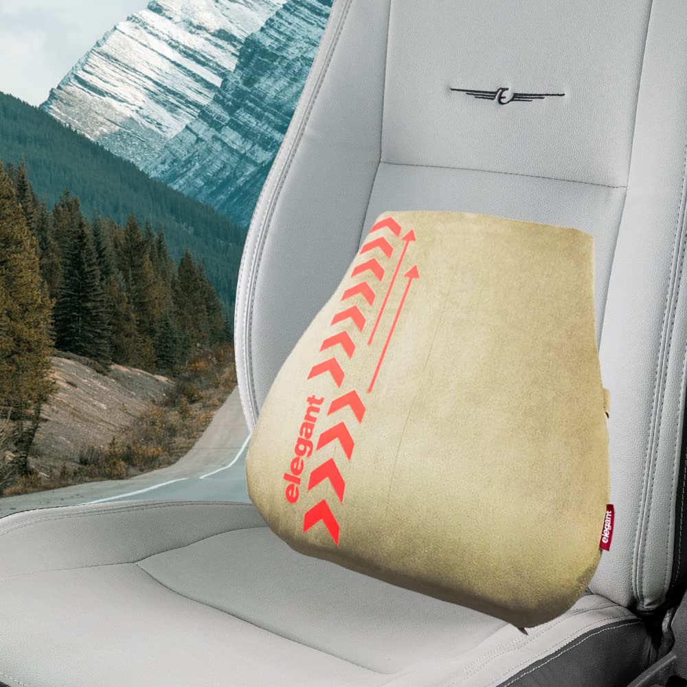 Elegant Arrow Memory Foam Slim Back Rest Support Pillow Beige | Elegant Auto Retail