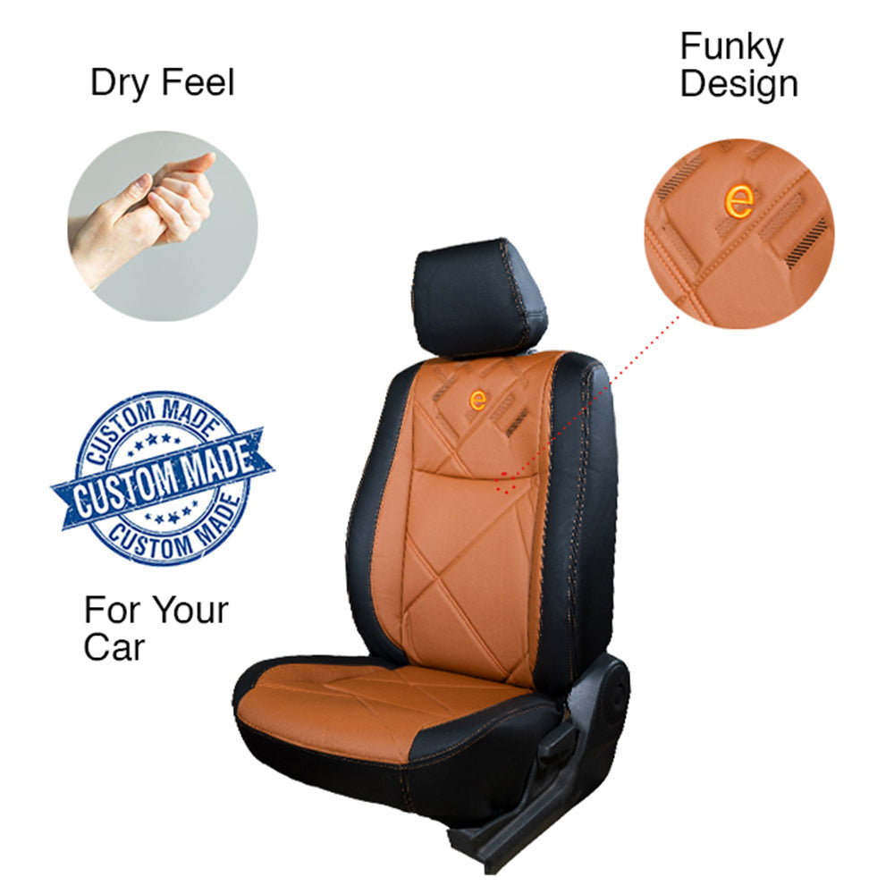 Victor Duo Art Leather Car Seat Cover For Toyota Taisor | in Tan Black | Elegant Auto Retail