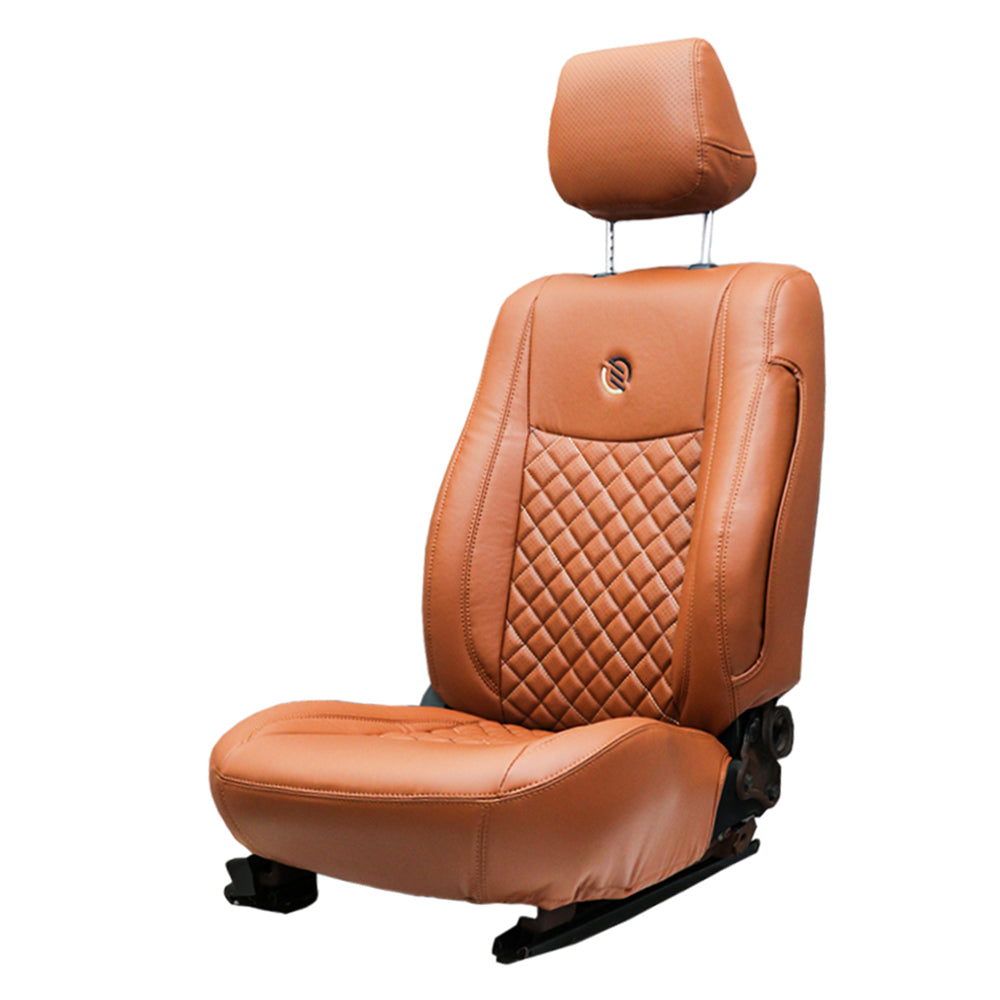 Venti 3 Perforated Art Leather Car Seat Cover For Hyundai Creta - Tan | Elegant Auto Retail
