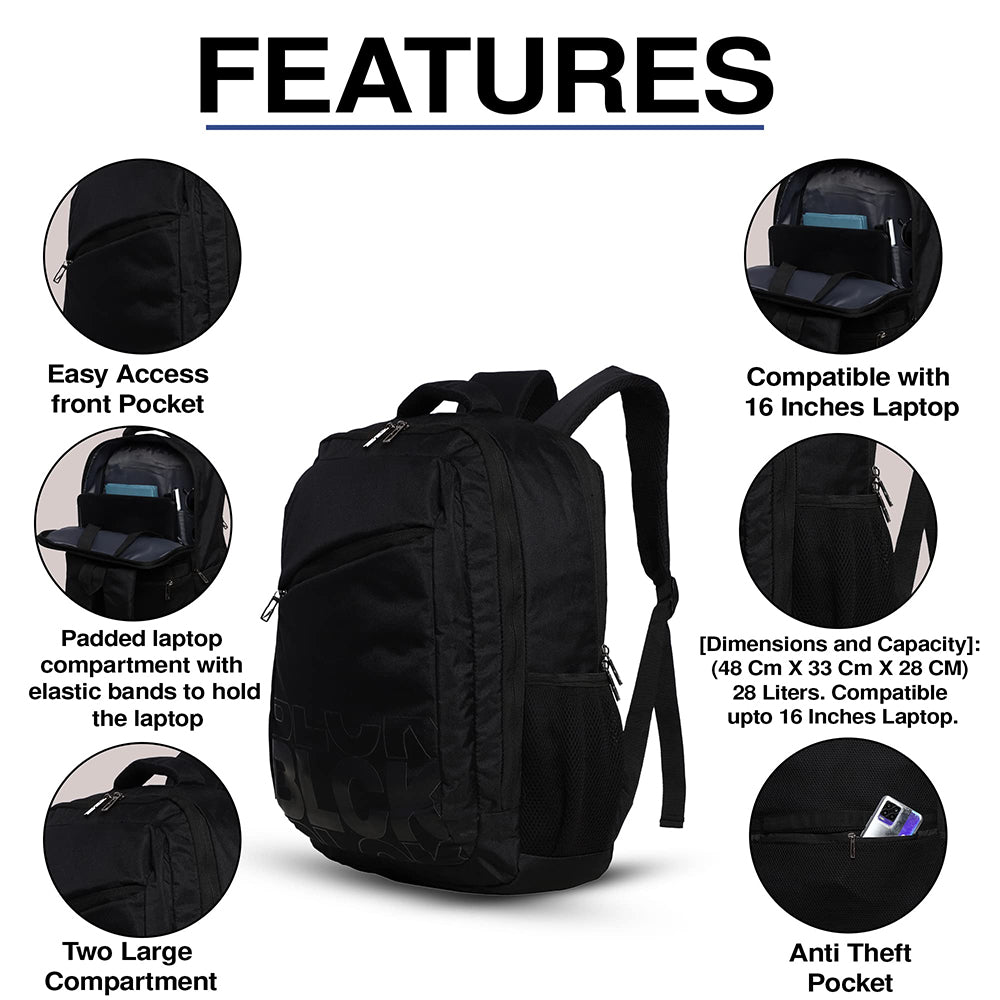 Elegant BLCK01 Square Laptop Backpack & Bags - Black