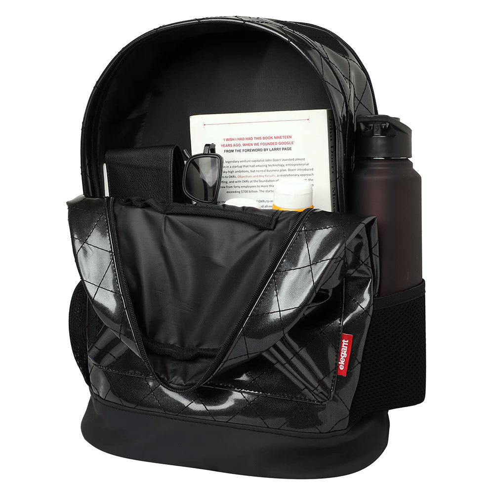 Elegant BLCK02 Leatherette Classic Laptop Backpack & Bags storage (Black)