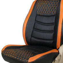 Prism Bucket Fit Art Leather Car Seat Cover For Hyundai I20 Closeup Image (Black - Orange)