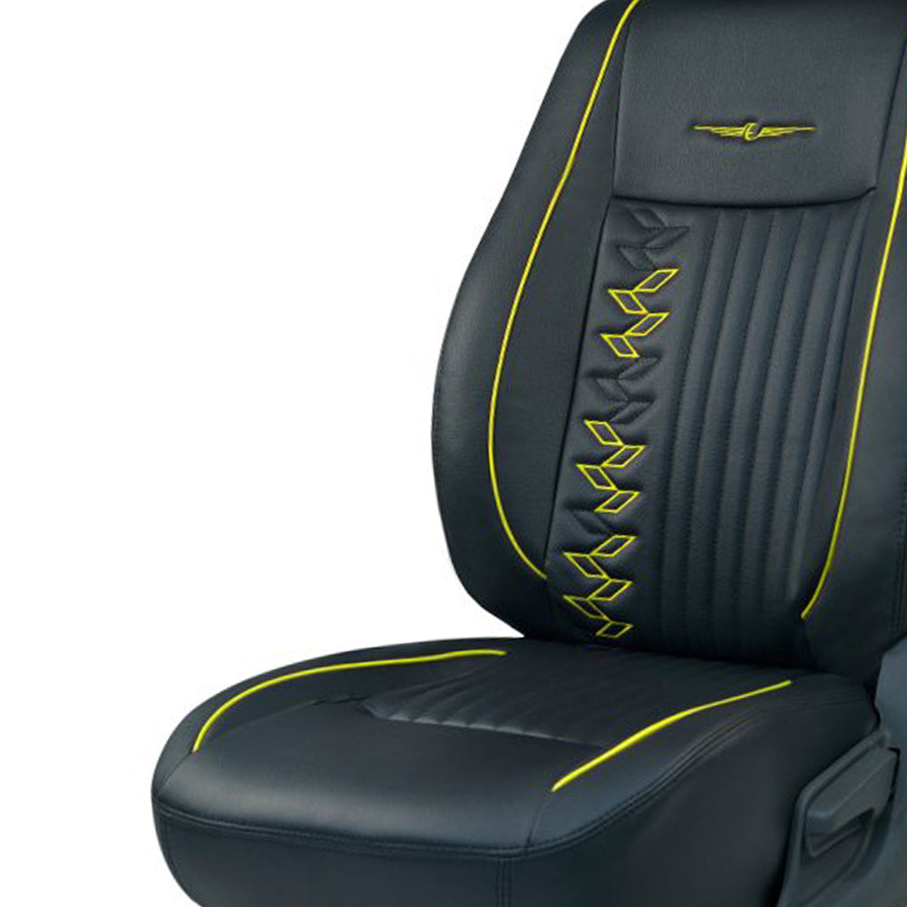 Vogue Knight Art Leather Car Seat Cover For Toyota Rumion - Black Yellow | Elegant Auto Retail