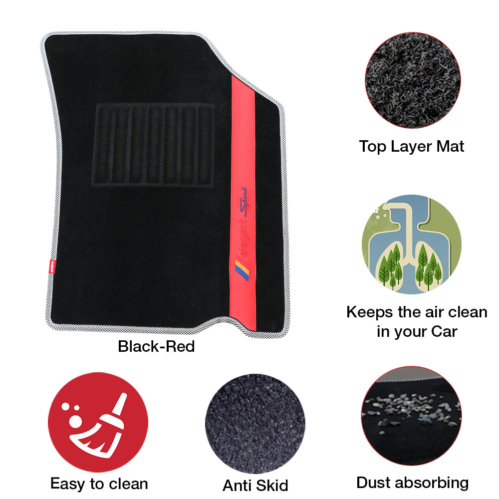 Sports 2d Car Floor Mat For  Tata Nexon In  Black-Red