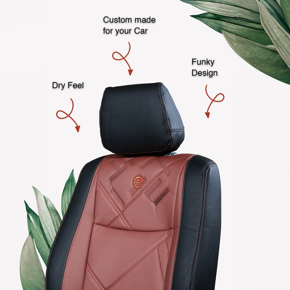 Victor Duo Art Leather Car Seat Cover For Toyota Taisor | in Brown Black | Elegant Auto Retail