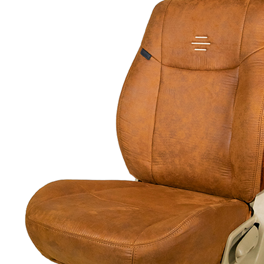 Nubuck Patina Leather Feel Fabric Airbag Friendly Car Seat Cover Tan F