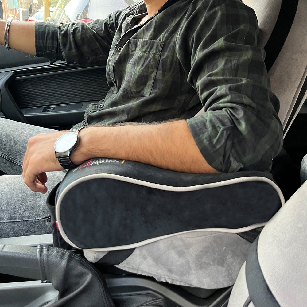 Memory Foam Car Arm Rest Support Pillow In Black | Elegant Auto Retail