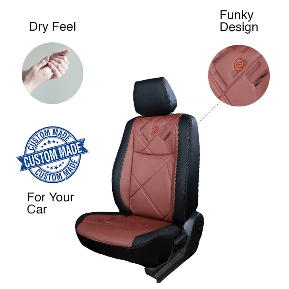 Victor Duo Art Leather Car Seat Cover For Toyota Taisor | in Brown Black | Elegant Auto Retail