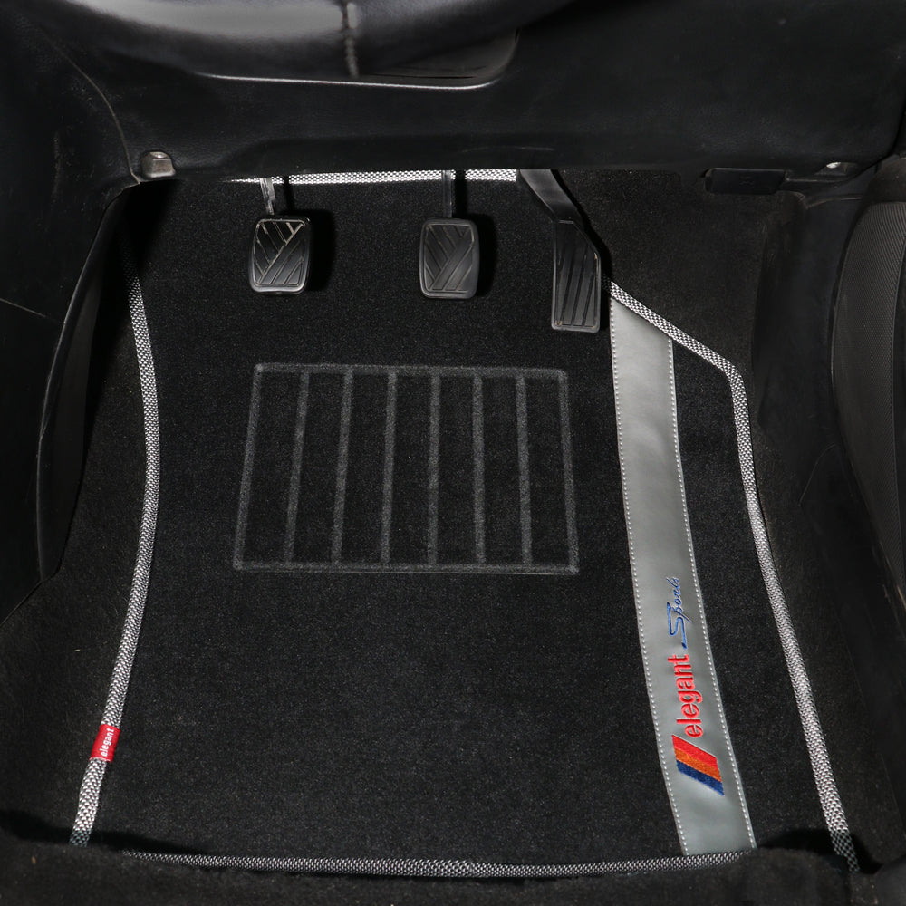 Sports Car Floor Mat White and Black For Mahindra KUV100