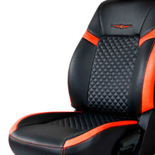 Vogue Star Art Leather Car Seat Cover For Skoda Kylaq - Black Orange| Elegant Auto Retail