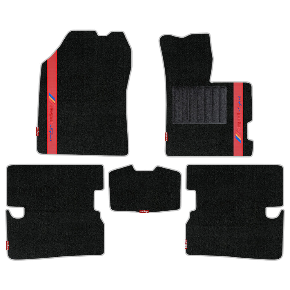 Sports Carpet Car Floor Mat For Honda Amaze - Black Red | Elegant Auto Retail