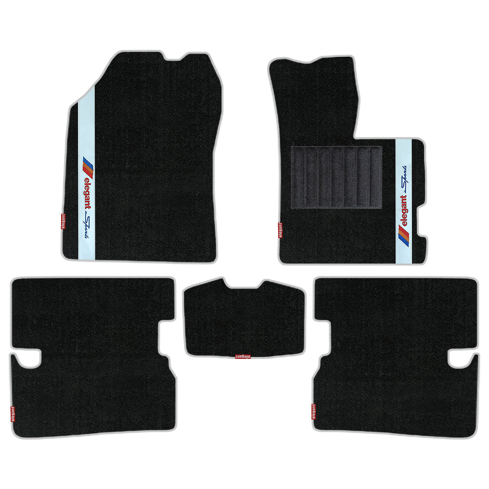 Sports Carpet Car Floor Mat For Honda Amaze - Black Silver | Elegant Auto Retail
