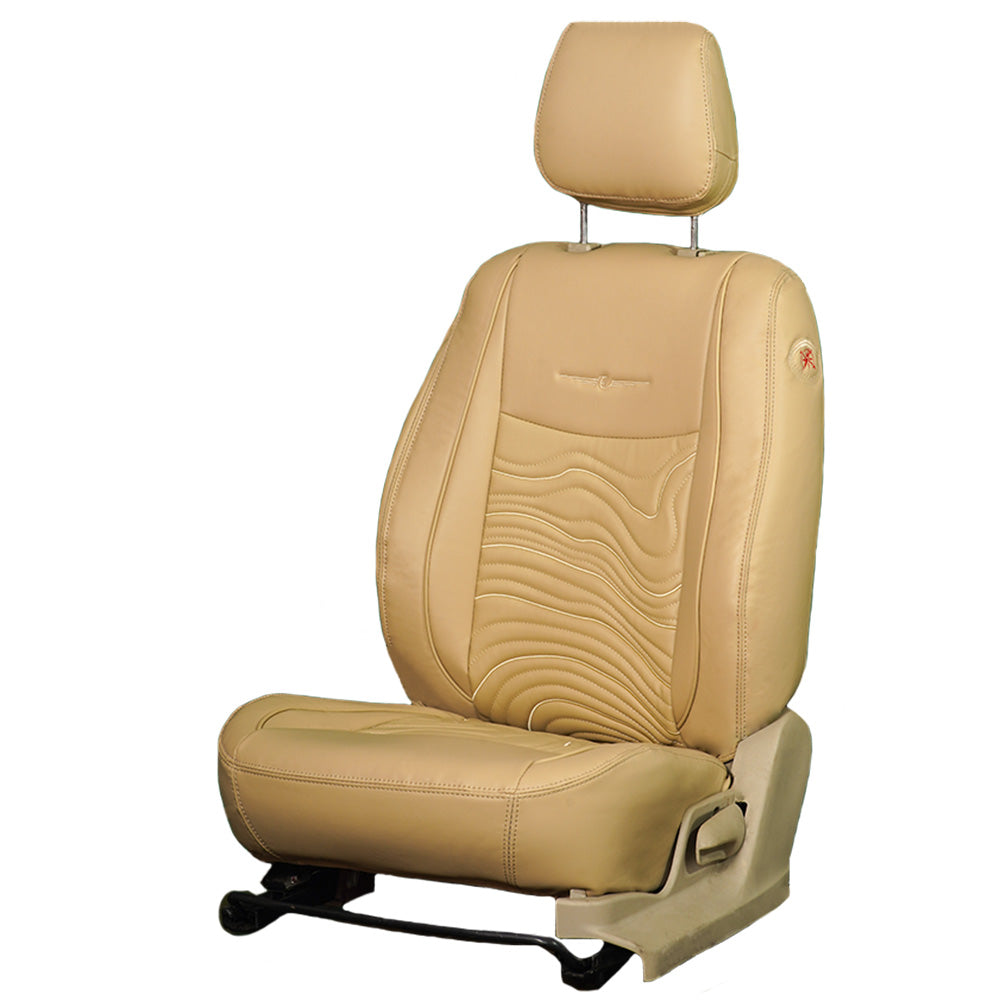 Adventure Art Leather Car Seat Cover For Jeep Compass | in Beige Colour | Elegant Auto Retail