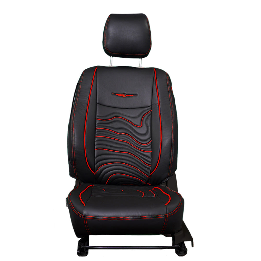 Adventure Art Leather Car Seat Cover For Maruti Brezza | in Black-Red Colour | Elegant Auto Retail