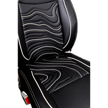 Adventure Art Leather Car Seat Cover For Mahindra XUV 400 EV | in Black-White Colour | Elegant Auto Retail