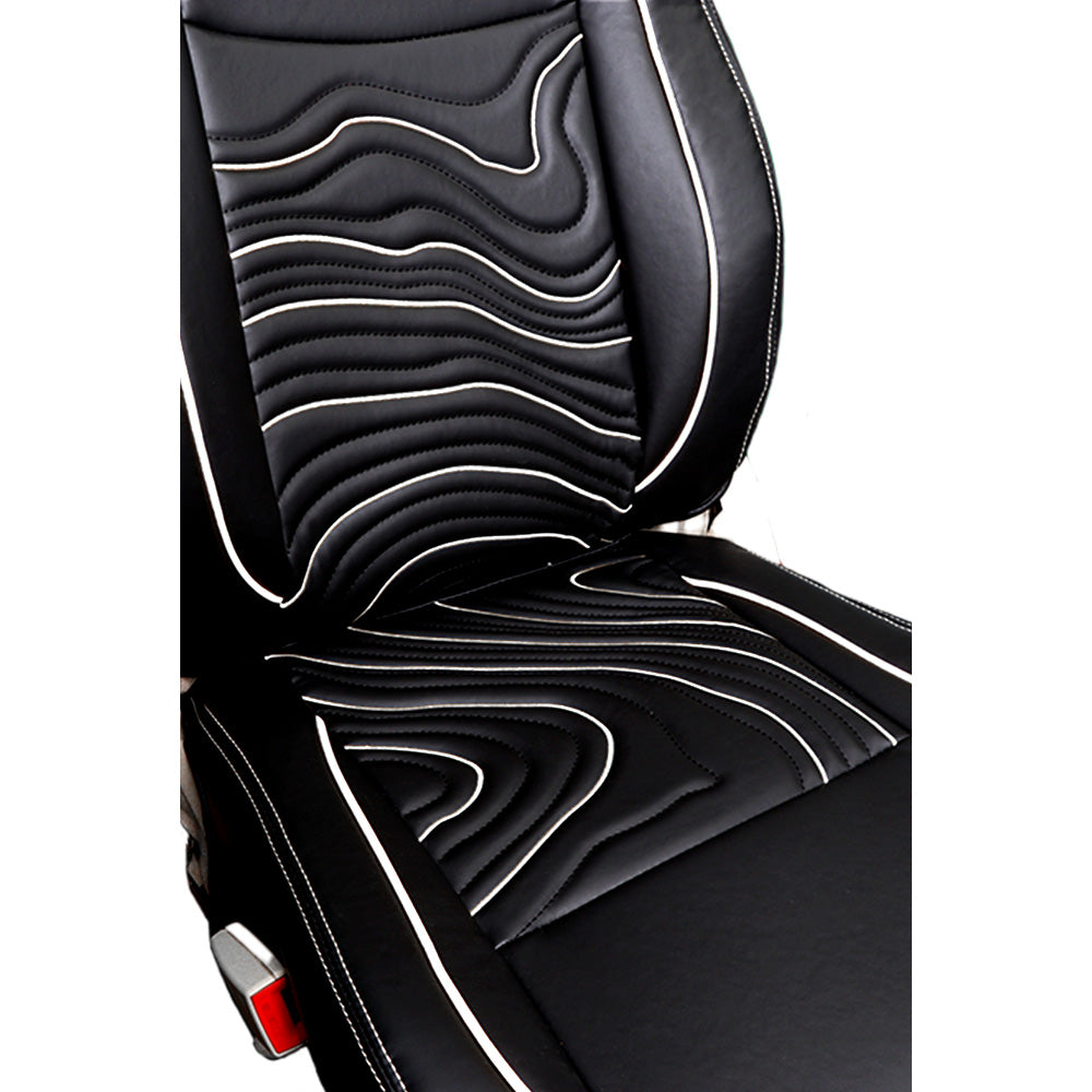 Adventure Art Leather Car Seat Cover For Maruti Ciaz | in Black-White Colour | Elegant Auto Retail