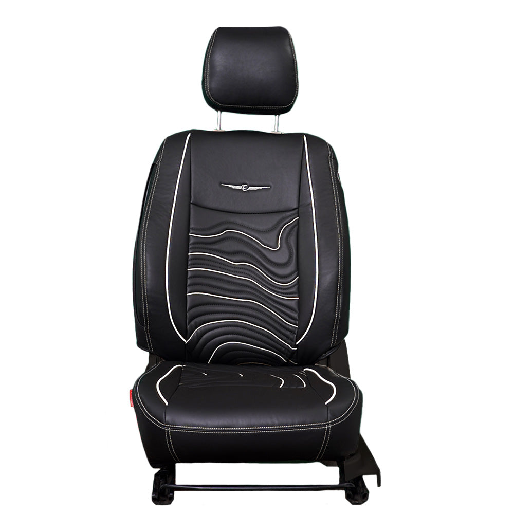 Adventure Art Leather Car Seat Cover For Tata Punch (Black-White)! Elegant Auto Retail