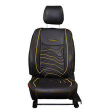 Adventure Art Leather Car Seat Cover For Mahindra XUV 400 EV | in Black-Yellow Colour | Elegant Auto Retail