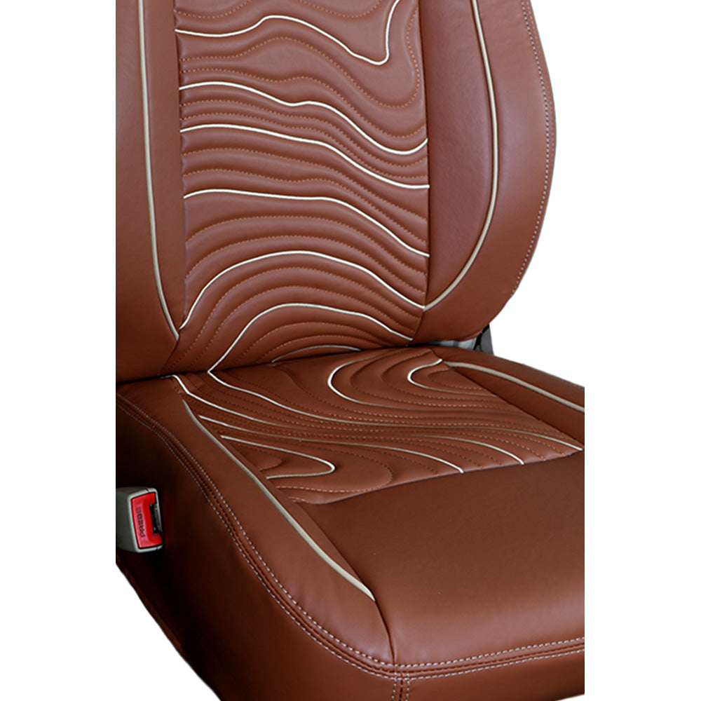 Adventure Art Leather Car Seat Cover For Jeep Compass | in Brown Colour | Elegant Auto Retail