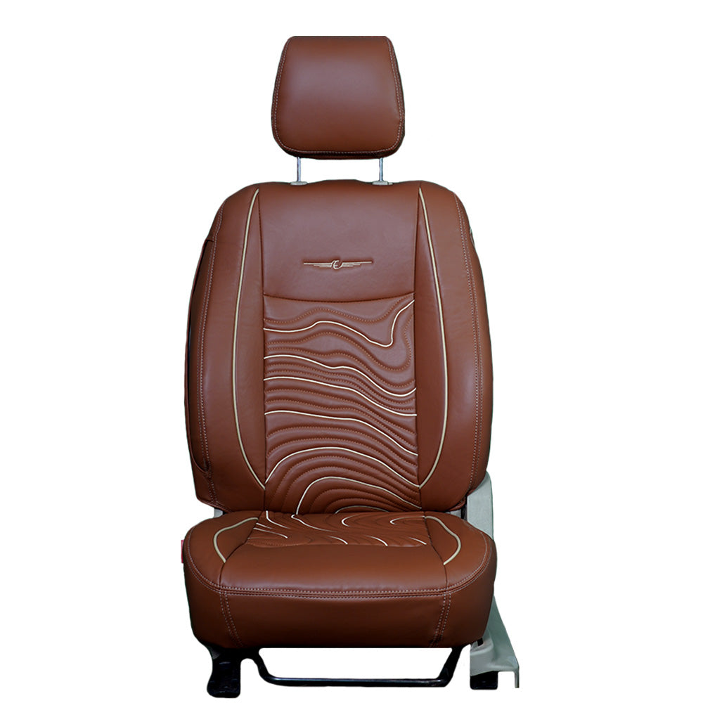 Adventure Art Leather Car Seat Cover For Jeep Compass | in Brown Colour | Elegant Auto Retail