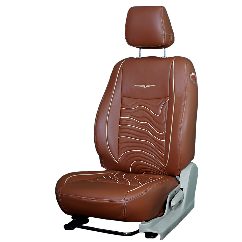 Adventure Art Leather Car Seat Cover For Jeep Compass | in Brown Colour | Elegant Auto Retail