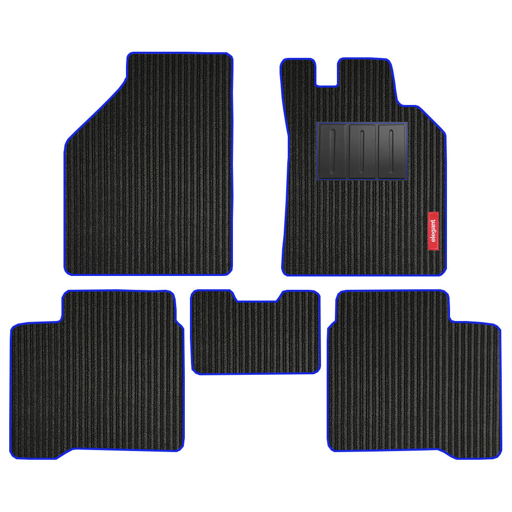 Cord Carpet Car Floor Mat For Maruti Baleno - Black Blue | Elegant Auto Retail